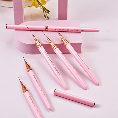 Yasterd 6-Piece Pink Nail Art Brush Set - Fine Detailing & Striping