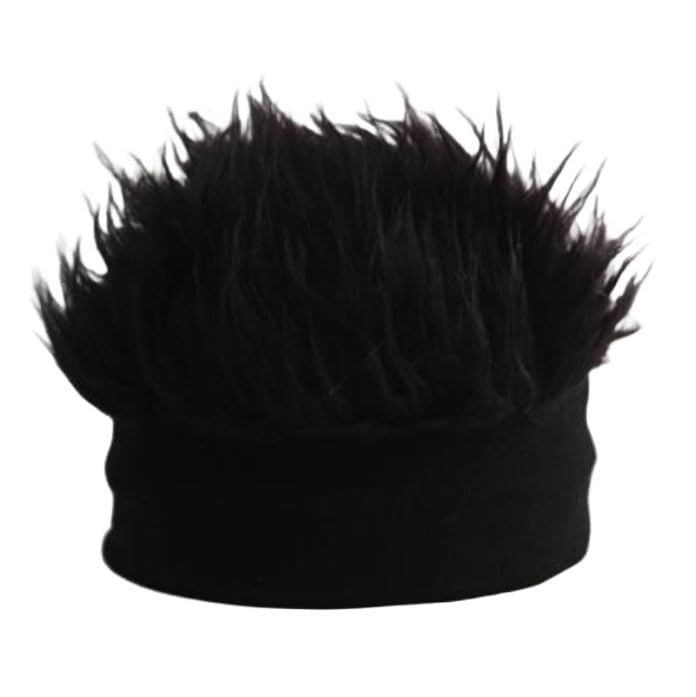 Funny Men's Spiked Wig Beanie - Adjustable Hip-Hop Style Hat