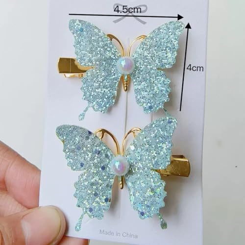 YYKITCHEN 10-Piece Glitter Pink Butterfly Hair Clips Set - Sparkly Hair Accessories for Women & Girls, Trendy Spring Party & Daily Use, Gift Box Included (A)