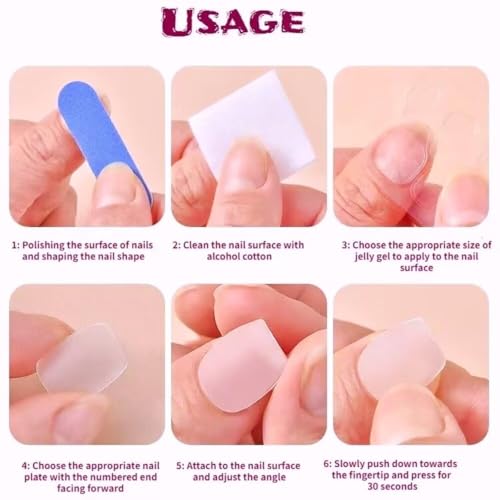 MAGLFELL Cartoon Monkey Design Press On Nails - Medium Square Acrylic Fake Nails (Size S, 10 Pcs)