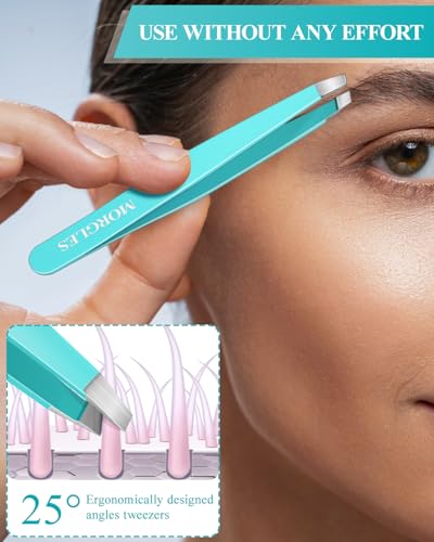 Green MORGLES 10-in-1 Facial Hair & Pimple Tweezers Kit for Women