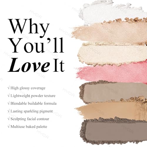 KYDA Baked Highlighter and Contour Palette - Silky Shimmer Face Sculpting