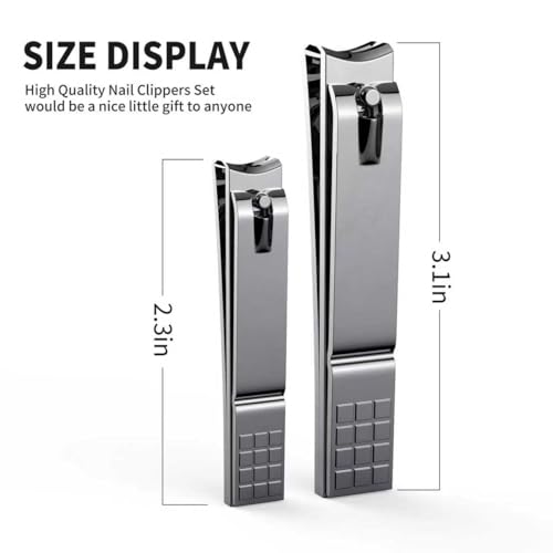 Derlaier Nail Clippers Set - Stainless Steel Dual-Size Cutters for Home & Travel