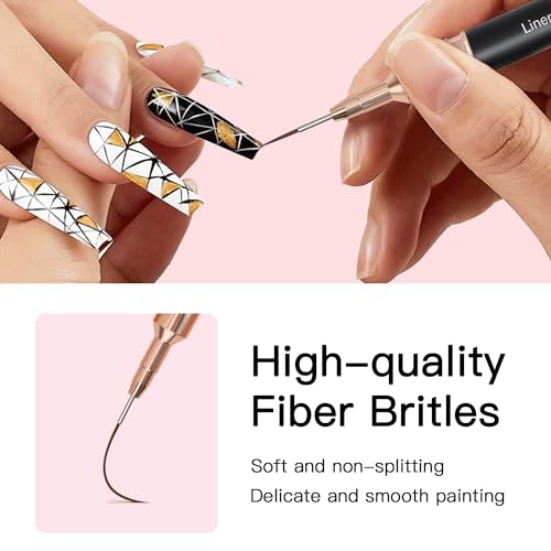 Komall Nail Art Brush Set - 5 Premium Liner Brushes for Fine Detailing