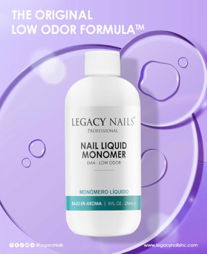 Legacy Nails Professional Acrylic Monomer Liquid - 4 Fl Oz Low Odor Formula