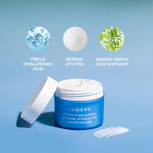 Lumene Nordic Hydra Intense Hydration Moisturizer - 1.7 Fl Oz | Lightweight Face Cream with Triple Hyaluronic Acid for All Skin Types