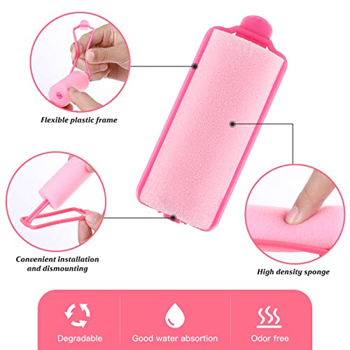 Heatless Foam Hair Rollers Set - 60 Pink Curlers for Overnight Styling, No Damage