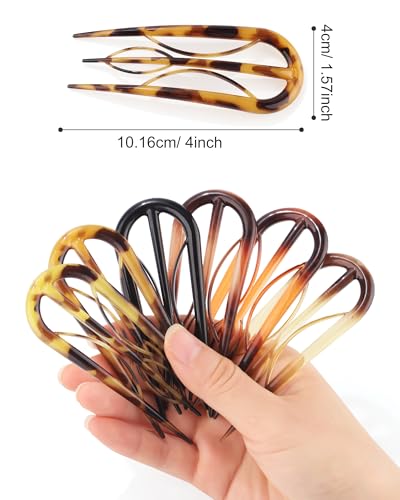 AWAYTR Tortoiseshell French Hair Pins 6-Pack U-Shaped Hair Forks for Women Updos