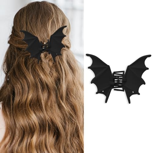 Halloween Bat Hair Clips - Matte Black Gothic Claw Barrettes