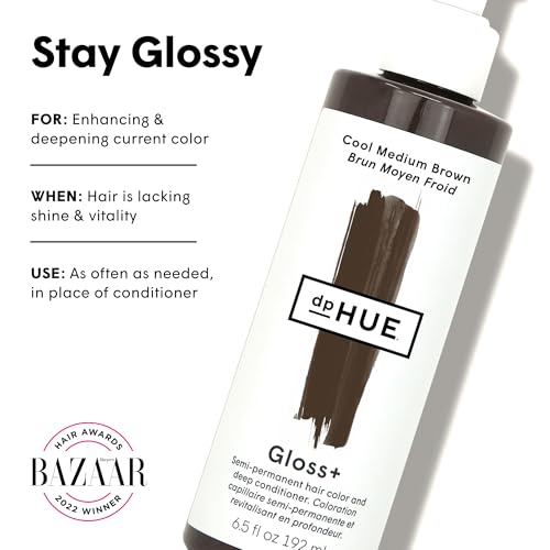 dpHUE Gloss+, Cool Medium Brown - Boosts Fading & Faded Hair Color - 8-12 Applications per Bottle - Lasts Up to 8 Washes