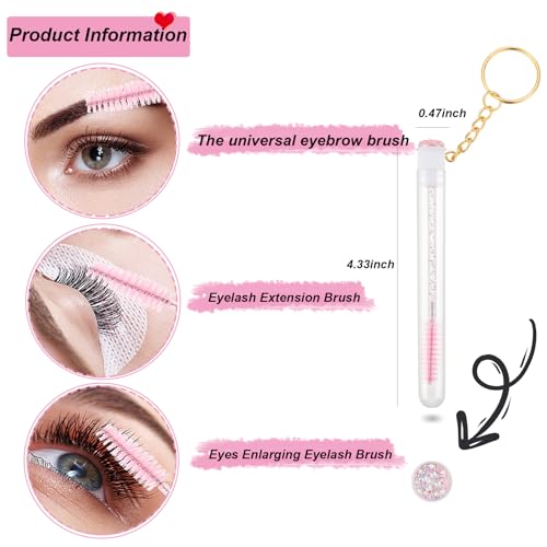 Crystal Pink 48 pcs Disposable Mascara Wands Set Eyebrow Spoolies Beauty Tools