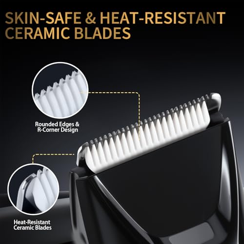 Manscape Body Hair Trimmer, Pubic Hair Trimmer for Men, Ceramic Blade Body Shavers with USB-C Charging, Replaceable Heads Ball Razors with Led Spotlight, 90 Minutes Shaving, Ideal Gift for Men