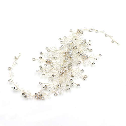 Kercisbeauty Handmade Silver Rhinestone Bridal Hair Vine Headpiece