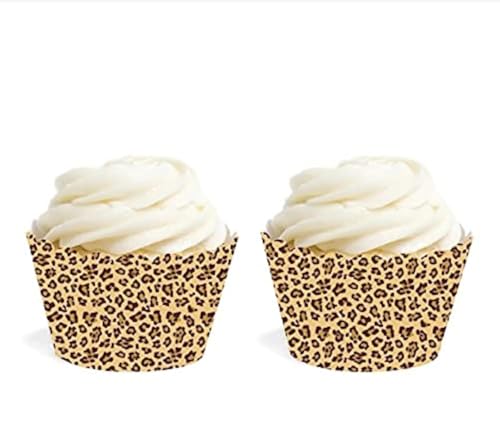 Leopard Print Cupcake Wrappers - 20-Pack Cheetah Party Decor