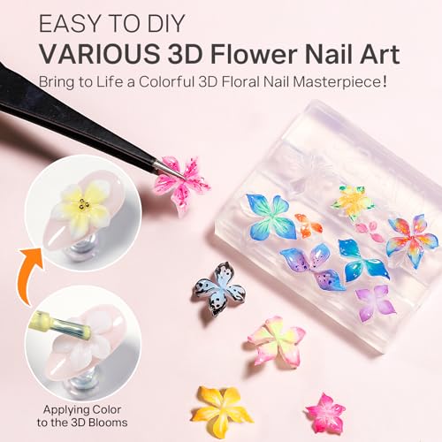 MIZHSE White 3D Nail Sculpting Gel with Flower Mold 30g - Non-Sticky 3D Art