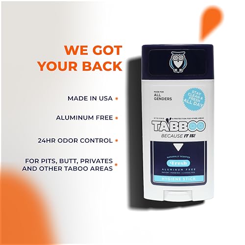 Tabboo All-Natural Hygiene Stick - Aluminum-Free Body Balm for Friction, Dry Skin & Freshness (Fresh) 2.65 oz