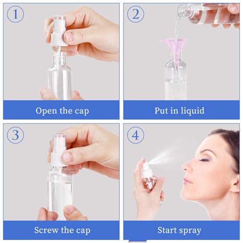 24 Pcs 2oz Clear Mini Spray Bottles Set - Refillable Travel Containers
