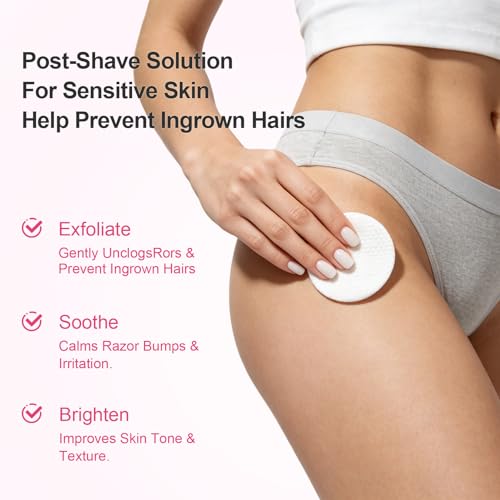 Ingrown Hair Treatment Pads for Face: Prevent Ingrown Hairs with BHA + AHA Soothe Razor Bumps for Bikini Area Underarms Neck Legs After Shave & Waxing Treatment - 50 Pads