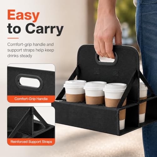 Portable 6-Cup Drink Carrier with Handle - Reusable & Foldable