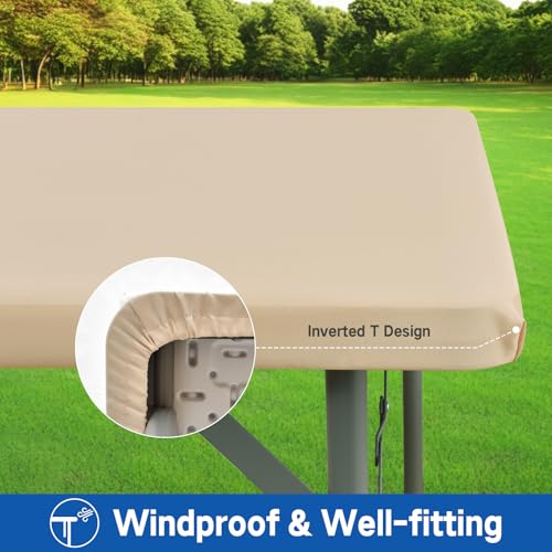 Fitted Square Table Cover 34x34 in - Windproof, Washable Polyester