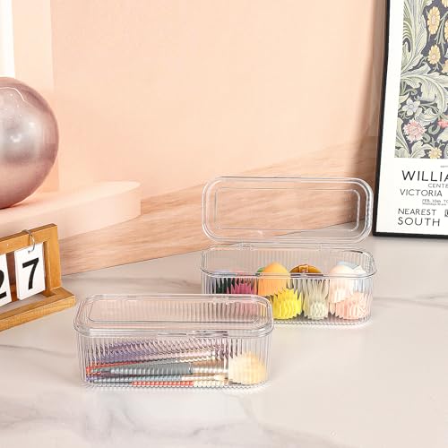 JessLab Clear Makeup Brush Holder Organizer with Lid - 1 Pack