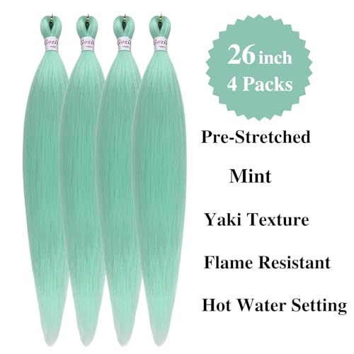 Mint Curly Boho Braids - 26 Inch Pre-Stretched Hair for Braiding