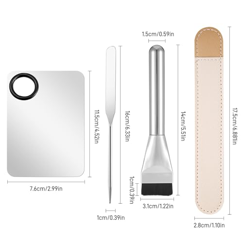 KissDate Stainless Steel Makeup Mixing Palette & Spatula Set