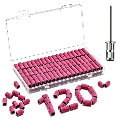 120pcs Pink Sanding Bands Set for Nail Drill - #180 Medium Grit