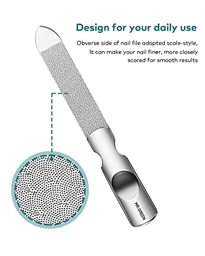 MR.GREEN Mr-2104 Double-Sided Stainless Steel Nail File with Leather Case - Professional Manicure Tool