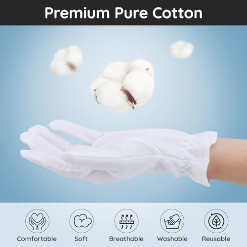 Segbeauty Large 24-Count Moisturizing Cotton Gloves for Dry Hands