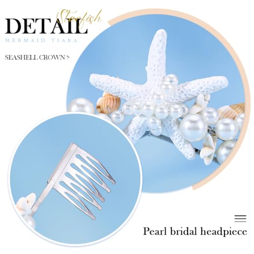 Mermaid Starfish Crown with Pearls & Shells - Bridal Wedding Headband