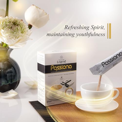 TRUNG NGUYEN LEGEND Passiona Instant Coffee with Collagen - Low Caffeine, Diet Sugar, Energy Boost (14 Sticks)