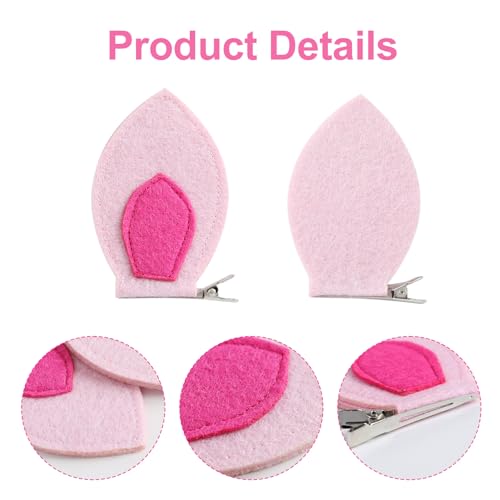 Pink Pig Ears Hair Clips for Women - Animal Costume Hair Accessories