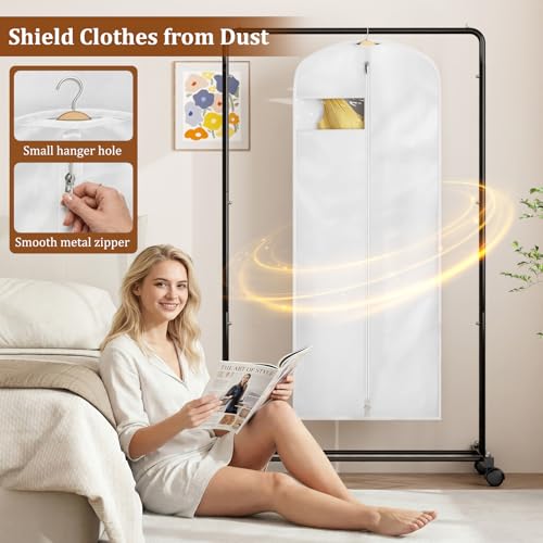 65" Wedding Dress Garment Bags - Clear Window & Foldable, 2 Pack