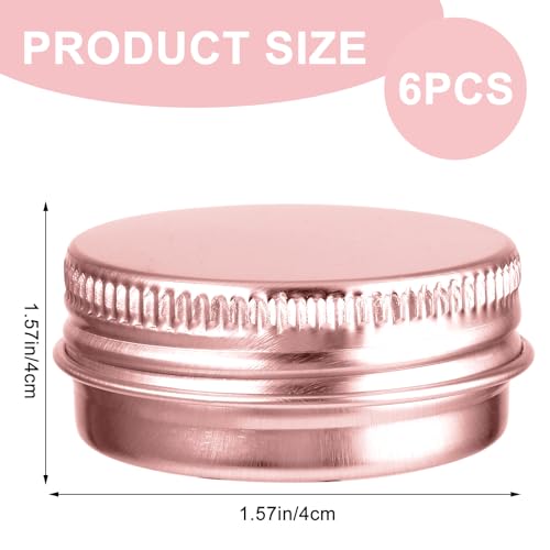6 Pack Metal Round Aluminum Tin Jar Containers - 0.5 oz