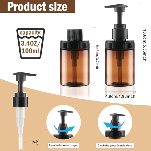 Cosywell 4oz Pump Bottle Dispenser - 8 Pack D-Brown Refillable Containers