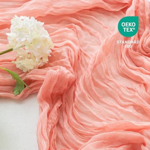 Dusty Coral Cheesecloth Table Runner - 120 x 35 Inch Boho Decor