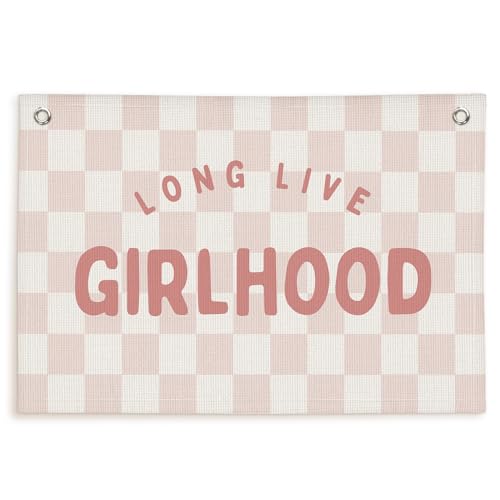 Lacama Pink Long Live Girlhood Wall Banner - 30x20 Inch Decor