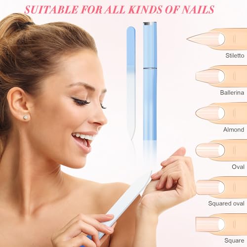 6 Pack Glass Nail Files with Case - Durable & Easy to Clean