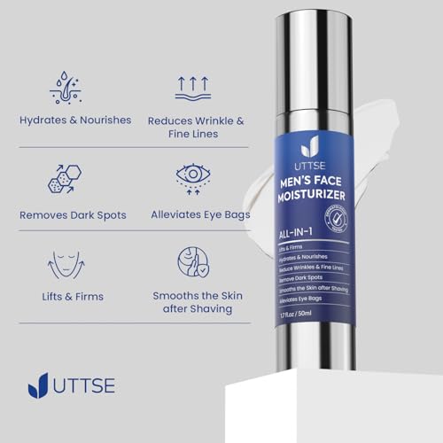 Uttse 6-in-1 Face Moisturizer for Men - Reduces Eye Bags & Dark Circles - 1.7 fl oz