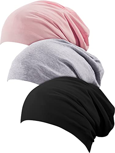 SATINIOR 3-Pack Satin Lined Sleep Cap - Breathable Night Bonnet for Hair Care