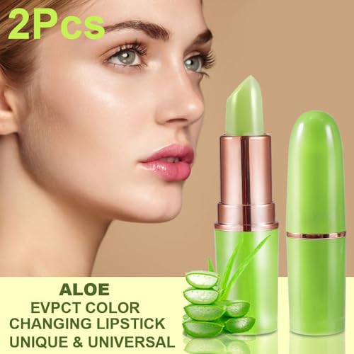 BINGBRUSH Aloe Vera Color Changing Lipstick Set 2 Pack Moisturizing Lip Gloss for Women