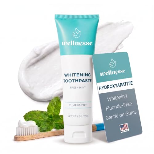 Wellnesse Hydroxyapatite Whitening Toothpaste 4 Oz - Fluoride Free, Fresh Mint, Enamel Care