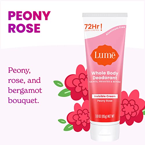 Lume Whole Body Deodorant Cream Tube - 3 Oz Peony Rose