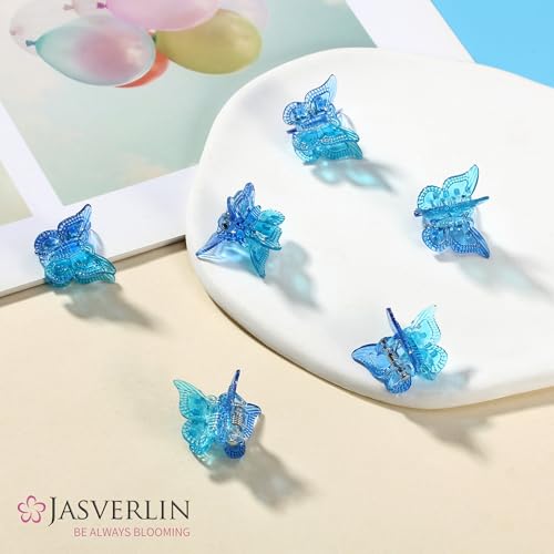 JASVERLIN Ocean Breeze Blue Butterfly Hair Clips, Y2K 90s Hair Accessories, 50 Pcs
