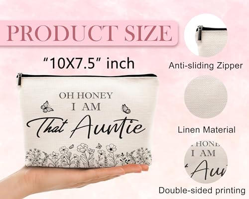 Auntie Gifts Makeup Bag - Travel Cosmetic Organizer for Aunt from Niece