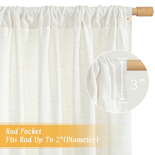 Light Filtering Linen Curtains - 42" W x 40" L, 2 Panels