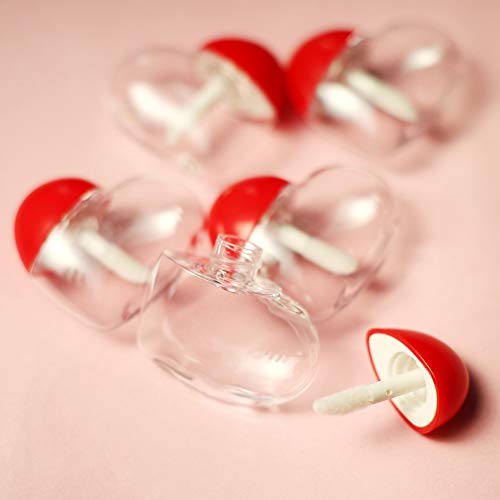 Heart-Shaped Lip Gloss Containers 5ml Refillable DIY Makeup Bottles - Set of 5