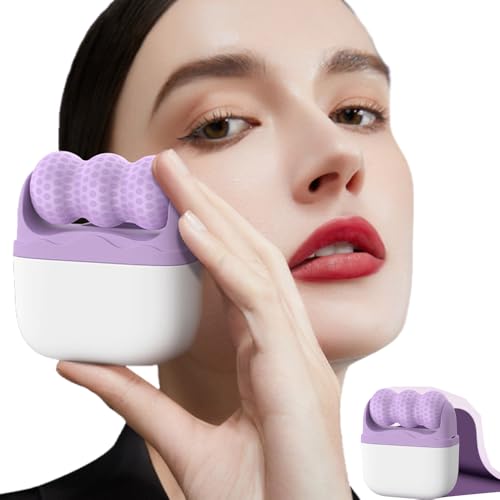 WAZXIQN Purple Ice Face & Eye Roller 2-in-1 Cooling Skin Massage Tool