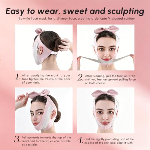 Pink Chin Lifting Mask - Breathable Double Chin Reducer for Women